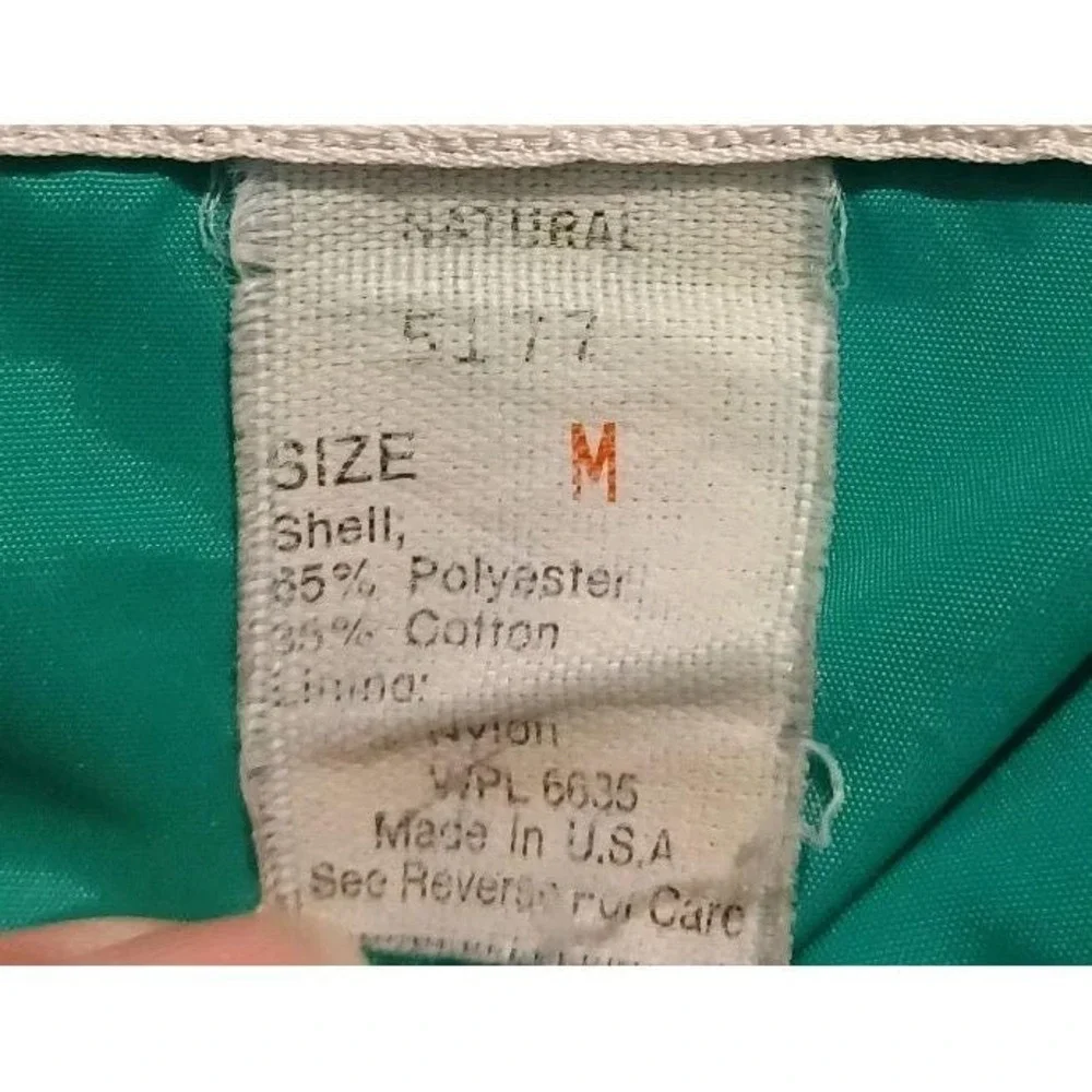 Vintage Woolrich Women's Jacket with Hood Natural and Green Size Medium Crop - Picture 3 of 14
